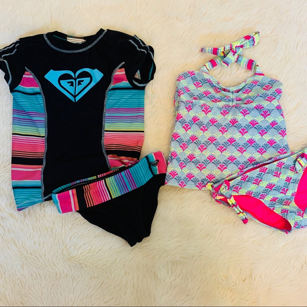 Girl’s Roxy Rashguard/Tankini Swimsuit Lot
